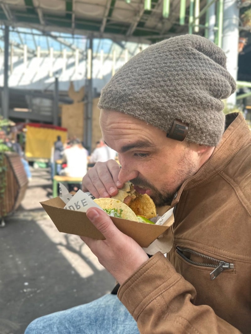 Calum at a street food market